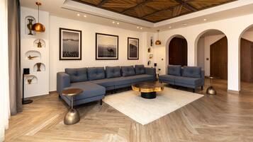 Royal Villa | Coin séjour | Télévision LED de 65 pouces avec chaßnes numériques, télévision