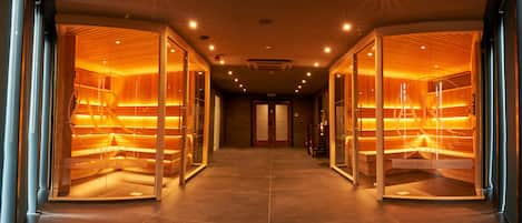 Sauna, steam room, body treatments, hot stone massages