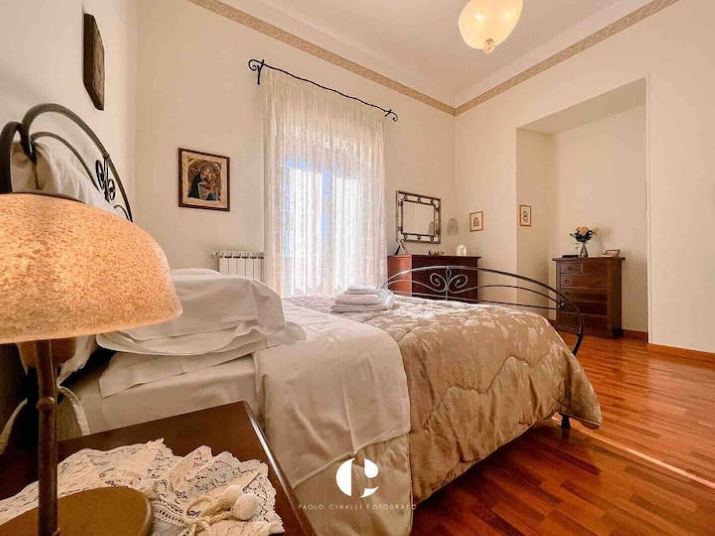 1 bedroom, desk, iron/ironing board, travel crib