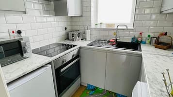 Fridge, microwave, oven, electric kettle