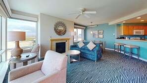 TV, fireplace, DVD player
