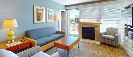 TV, fireplace, DVD player