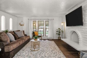 TV, fireplace, offices