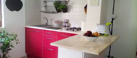 Réfrigérateur, four à micro-ondes, surface de cuisson, cafetiÚre-théiÚre