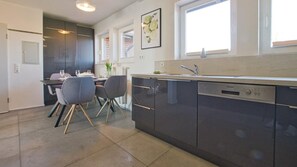 Fridge, oven, dishwasher, coffee/tea maker
