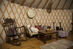 Chalet, 1 Bedroom, Smoking, Balcony | Living area - Yurt Located in a Little oak Grove (Merom HaGalil)