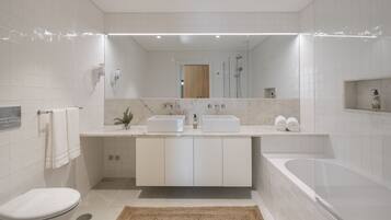 Premium Villa, 4 Bedrooms, Ocean View | Bathroom | Designer toiletries, hair dryer, towels, soap