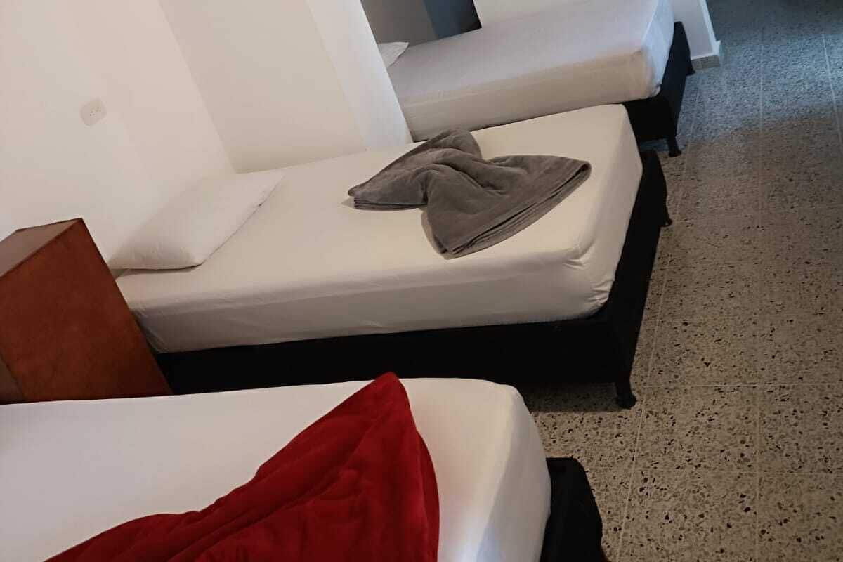 Quarto quádruplo standard, várias camas | Roupas de cama premium, camas com colchões pillow-top, escrivaninha