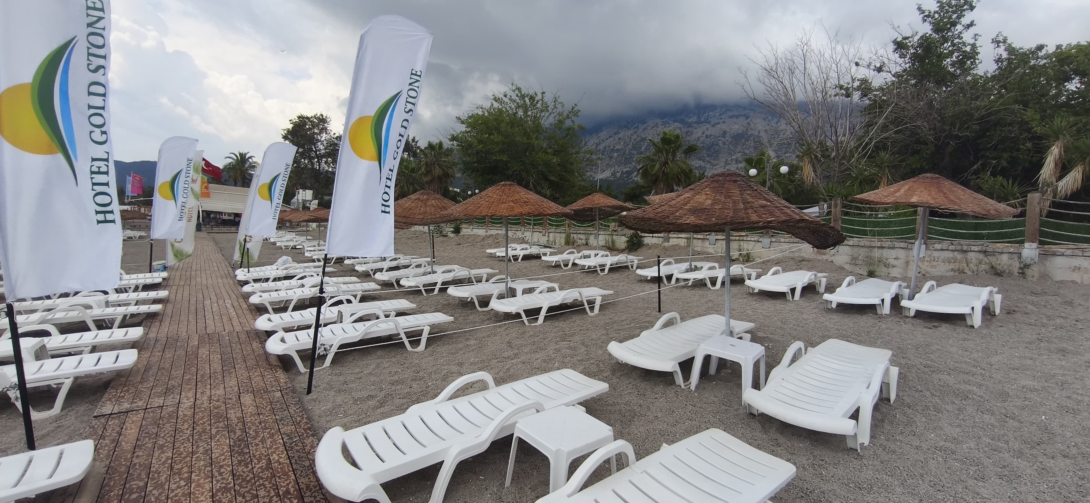 Private beach, white sand, free beach cabanas, sun loungers