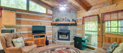 TV, fireplace