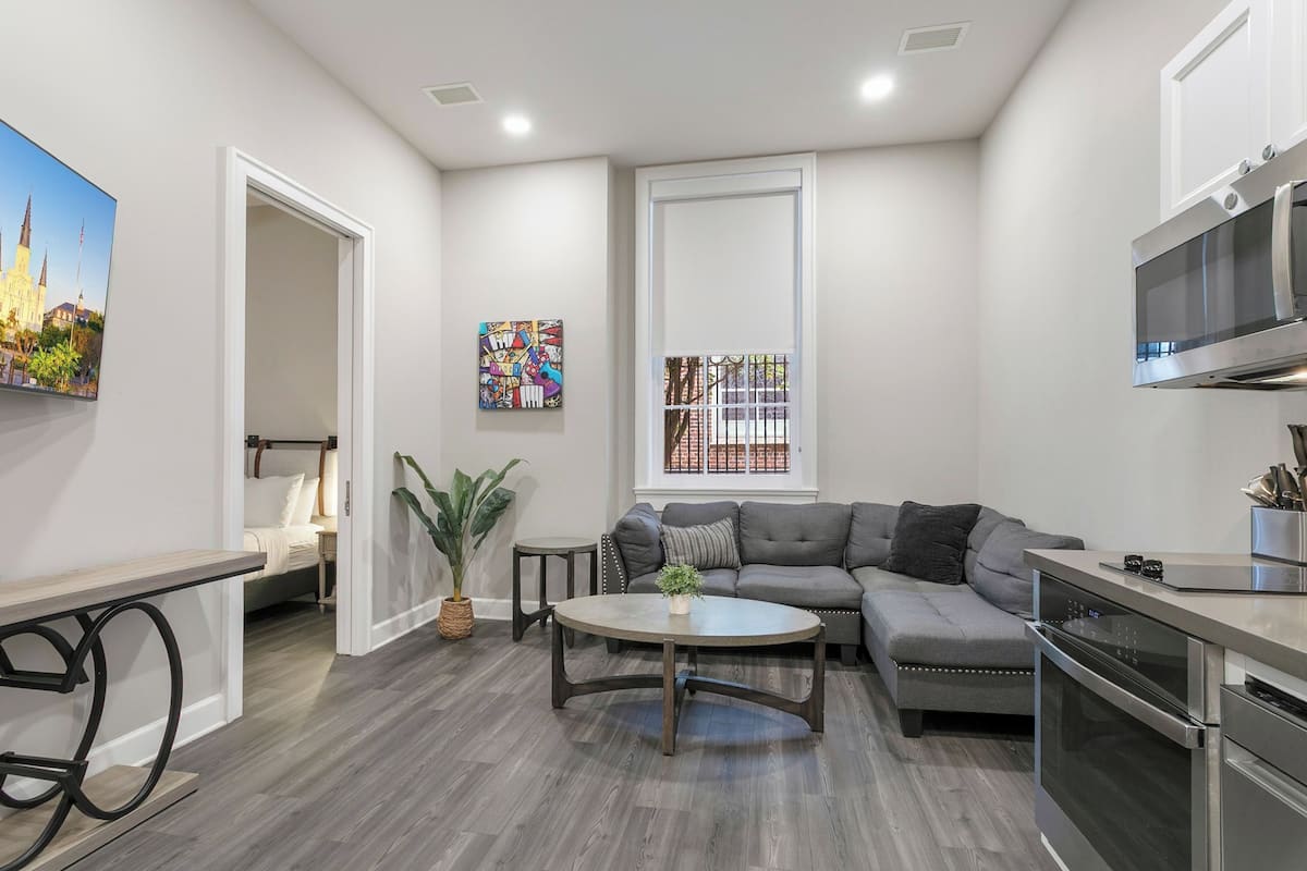 Junior Suite, 1 Bedroom, Private Bathroom | Living room | 45-inch Smart TV with cable channels