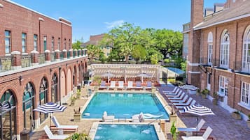 Outdoor pool, open 8:00 AM to 10:00 PM, pool umbrellas, sun loungers