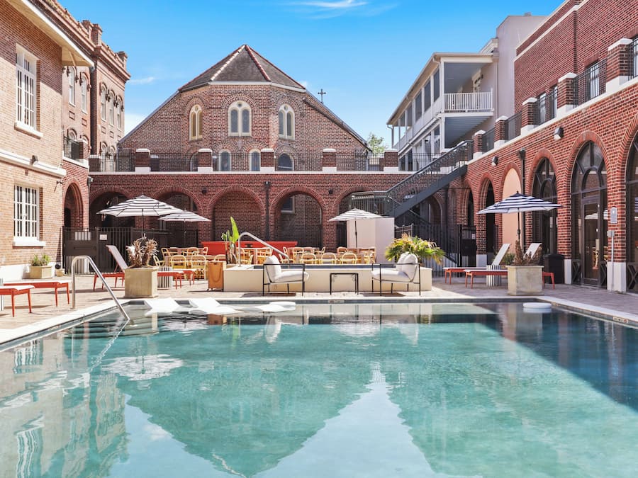 Outdoor pool, open 8:00 AM to 10:00 PM, pool umbrellas, sun loungers