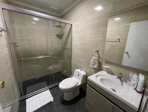 シャワー、バスアメニティ (無料)、ヘアドライヤー、タオル