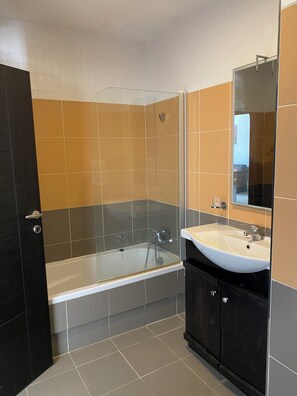 Hair dryer, towels, toilet paper