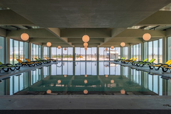 Indoor pool, outdoor pool, sun loungers