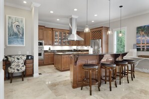 Fridge, microwave, oven, stovetop - Hidden Gem is a beautiful 5 bedroom, 5 full, 2 half bathroom Hilton Head beach rental. Located on a secluded Lane in the Bradley Beach area. It will feel like your own private getaway! (Hilton Head Island)