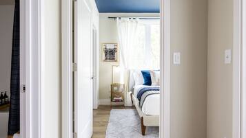 1 bedroom, desk, iron/ironing board, travel cot