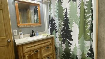 Hair dryer, towels, toilet paper