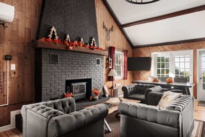 TV, fireplace, offices - The Far View Retreat | Hot Tub + Scenic Views (Front Royal)