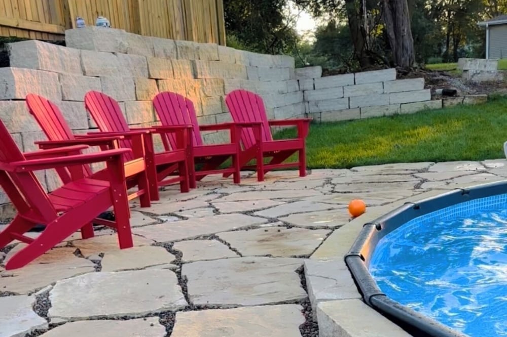 Pool, Patio with Built in Fire Pit, Fireplace, Yard Games