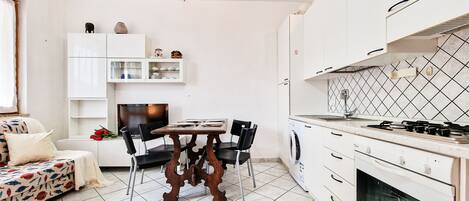 Fridge, stovetop, cookware/dishes/utensils