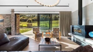 Smart TV, fireplace, stereo