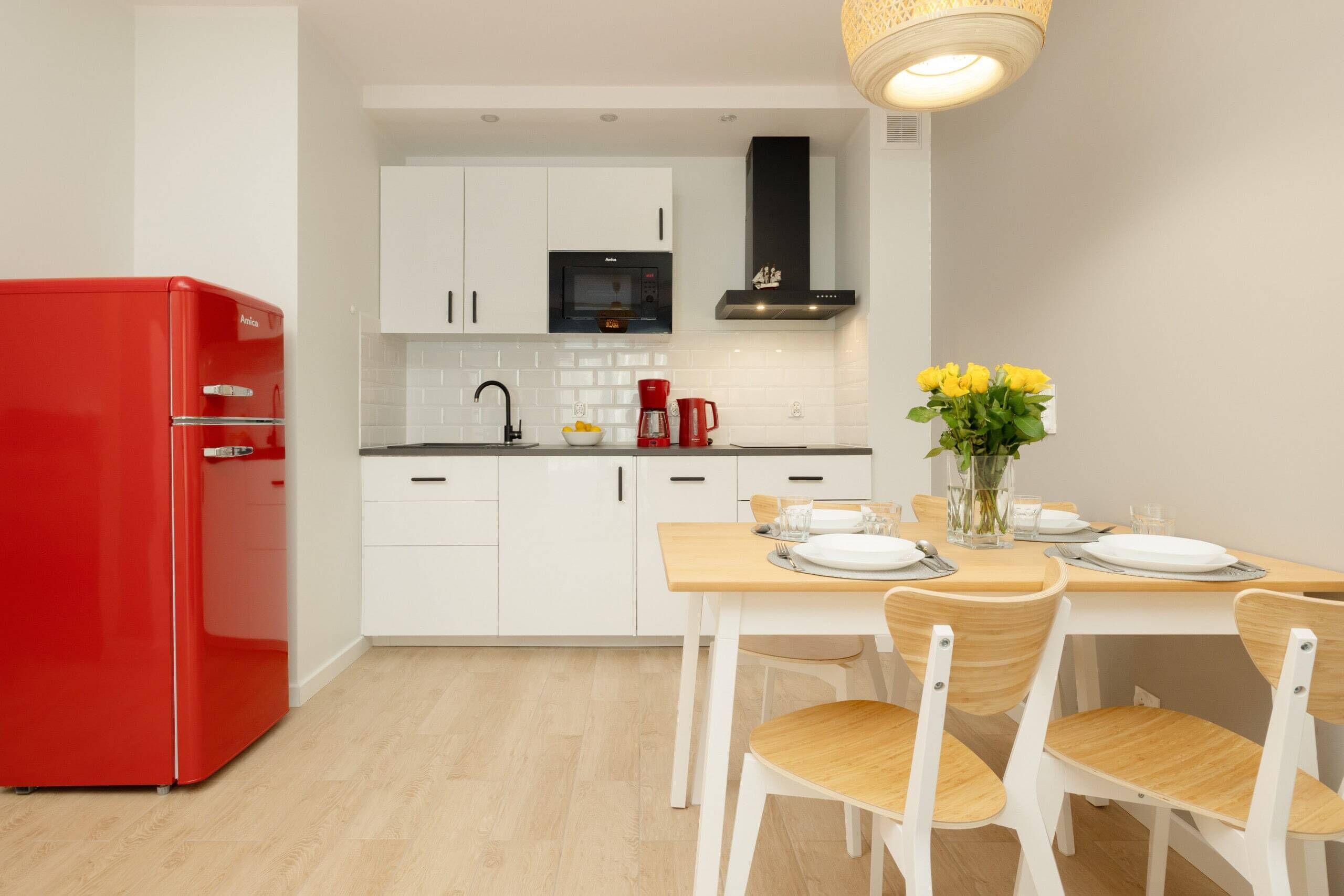 Kühlschrank, Mikrowelle, Herdplatte, Geschirrspüler