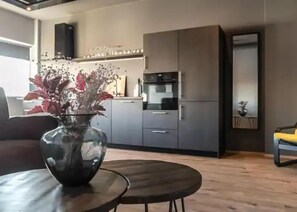 Deluxe Apartment | Living area | 42-inch flat-screen TV with digital channels, TV, Netflix - Modern Apartment in Akureyri (Akureyri)