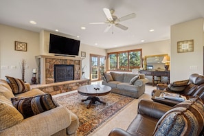 TV, fireplace