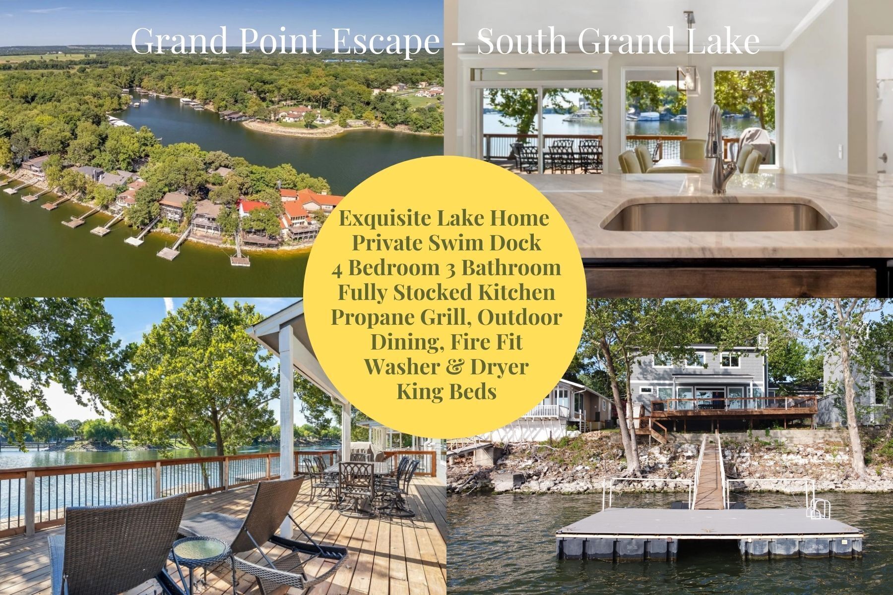 Grand Point Retreat~4 bed/3 bath Lake Home - Dock