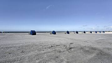 On the beach, beach towels