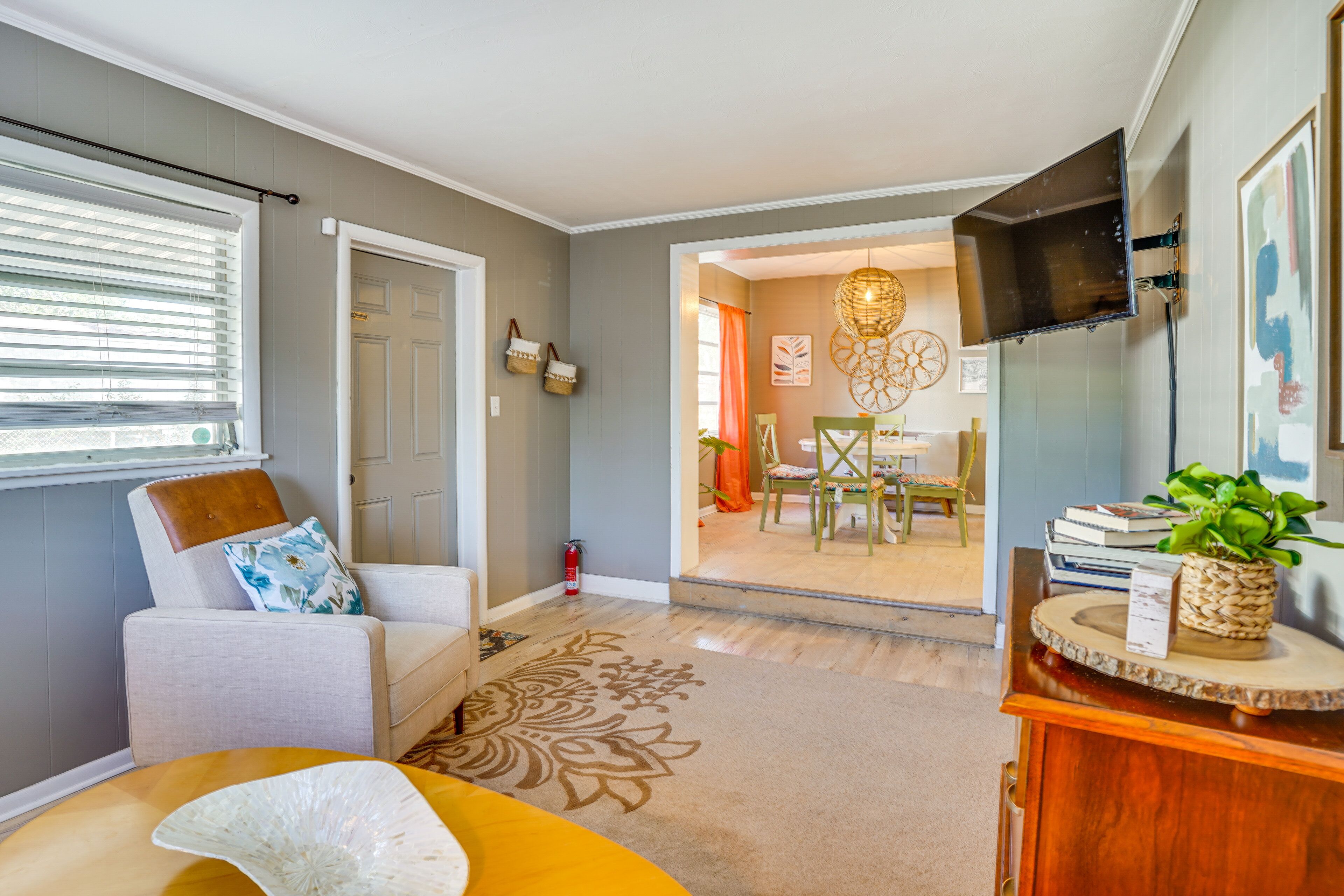 TV, iPod-dokkingstasjon og bøker