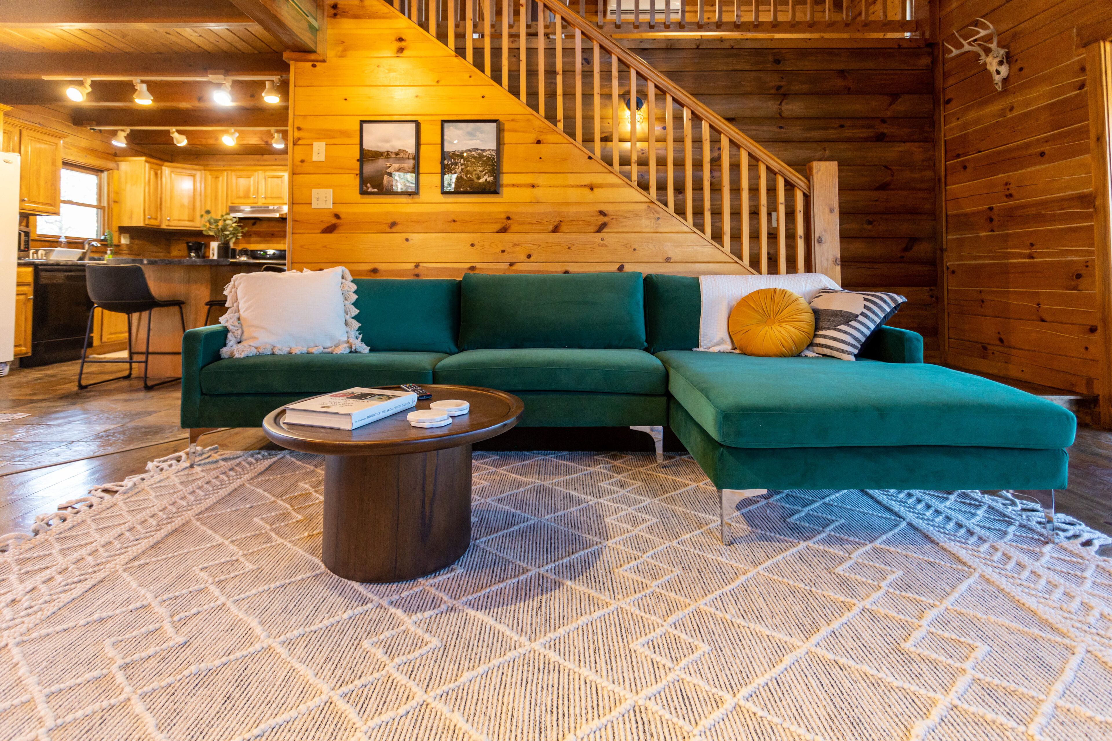 Tranquil mountain view cabin with fireplace, hot tub, grill, balcony, and patio