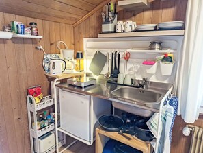 Fridge, cookware/dishes/utensils