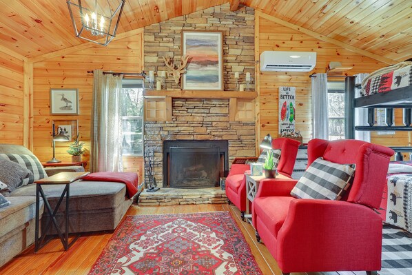 TV, fireplace, video games, DVD player