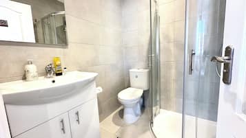 Hair dryer, towels, toilet paper