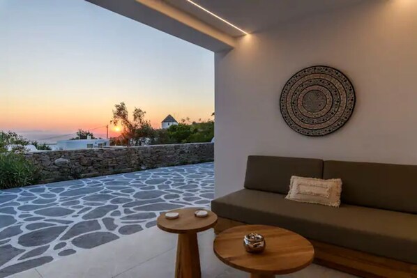 Terrace/patio - Mykonos Lagom 3 Sea View Studio (180° Sunset Bar) (Mykonos)