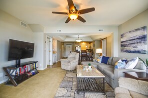 Fireplace, books - Lake of the Ozarks Condo w/ Community Pool (Lake Ozark)