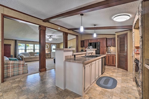 Monett Family Ranch Home w/ Fireplace & Huge Deck!