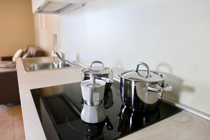 Classic Apartment | Private kitchen | Full-size fridge, microwave, stovetop, coffee/tea maker