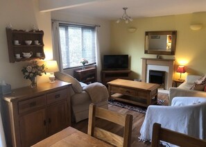 TV, fireplace - Cosy 3 Bed Lodge on 35 Acre Holiday Estate (Bodmin)