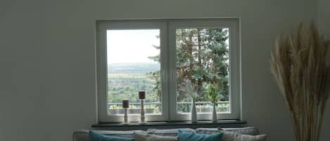 Smart-tv, een open haard en een stereo