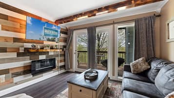 Smart TV, fireplace, DVD player