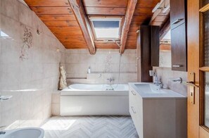 Hair dryer, bidet, towels