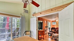 1 bedroom, iron/ironing board, bed sheets - Rustic Hayesville Cabin w/ Fire Pit & Deck! (Hayesville)