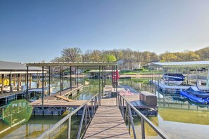 Interior - Boat Slip, Fire Pit: Lakefront Sunrise Beach Home! (Sunrise Beach)