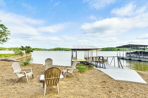 House (3 Bedrooms) | Front of property - Beach & Dock on Lake of the Ozarks! A-frame Home (Linn Creek)