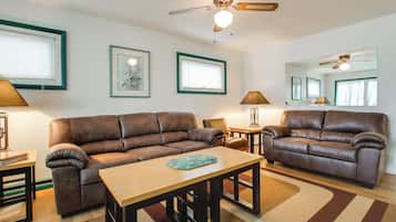 House (4 Bedrooms) | Living area | TV, fireplace, books