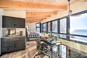 House (1 Bedroom) | Interior - Office & Fire Pit: Waterfront Lake Superior Cabin! (Two Harbors)